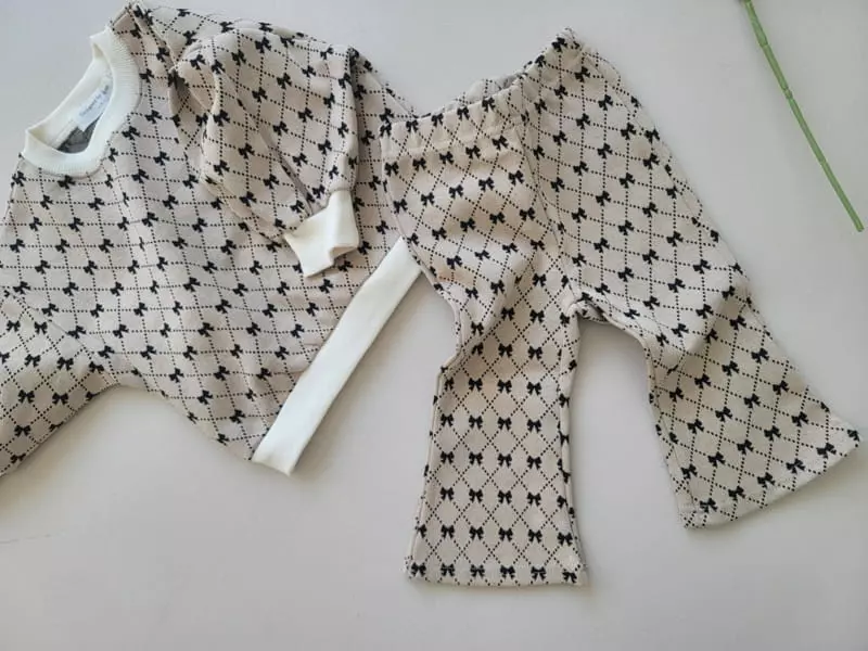 Moran - Korean Children Fashion - #todddlerfashion - Ribbon Top Bottom Set - 6