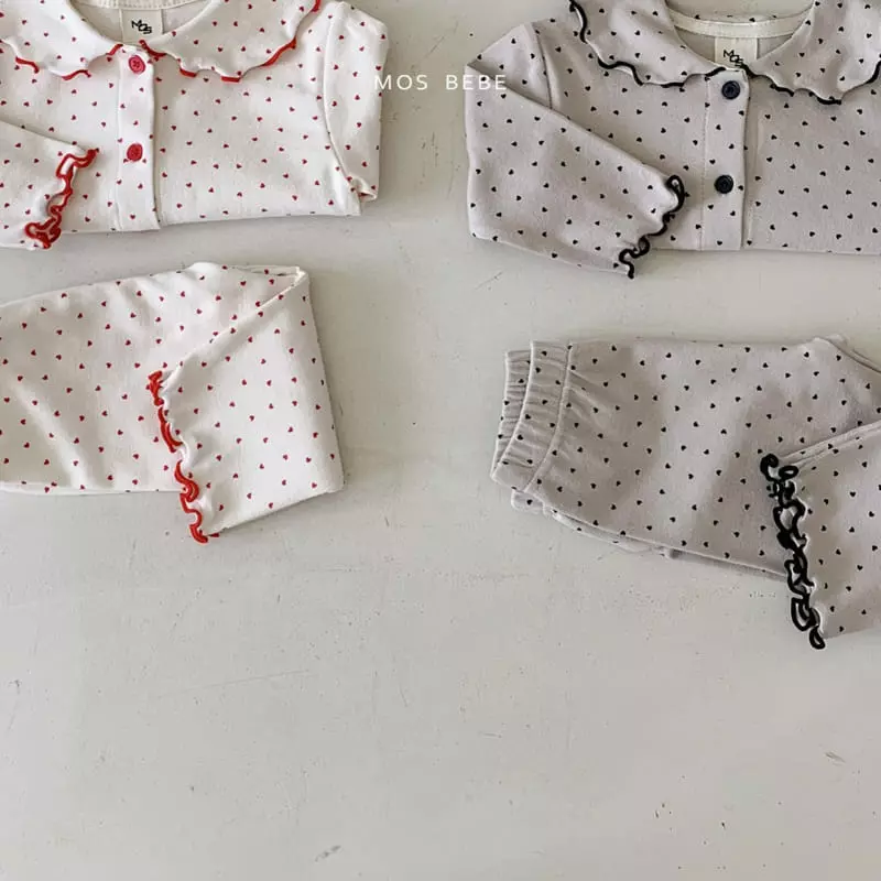 Mos Bebe - Korean Baby Fashion - #babyboutique - Mini Love Top Bottom Set - 6