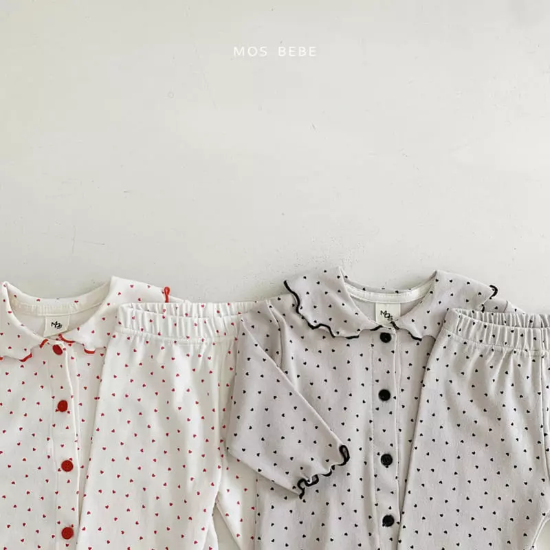 Mos Bebe - Korean Baby Fashion - #babyboutique - Mini Love Top Bottom Set - 7