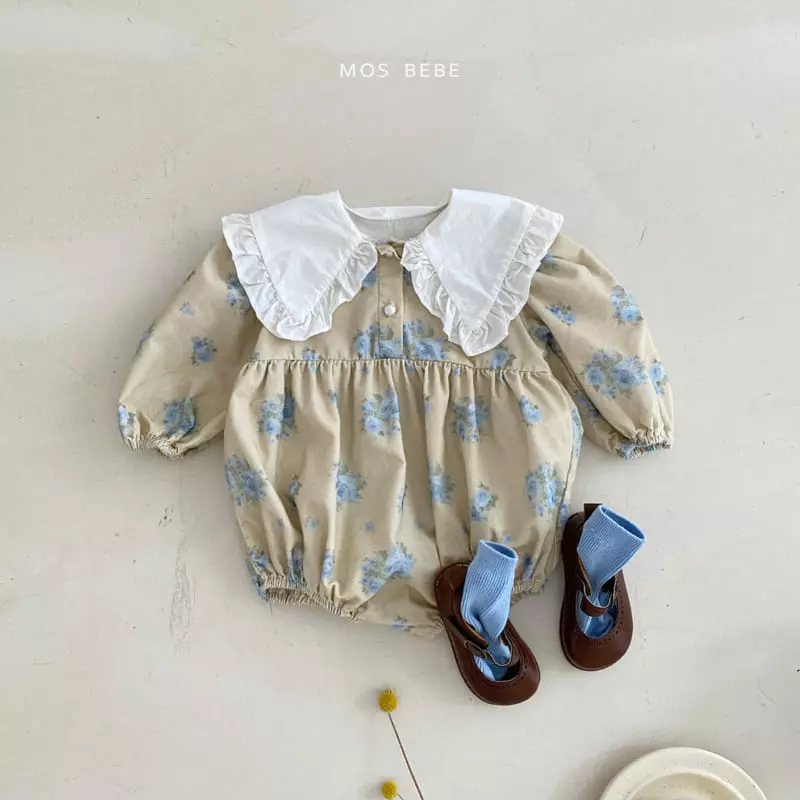 Mos Bebe - Korean Baby Fashion - #onlinebabyshop - Rose Big Collar Bodysuit - 4
