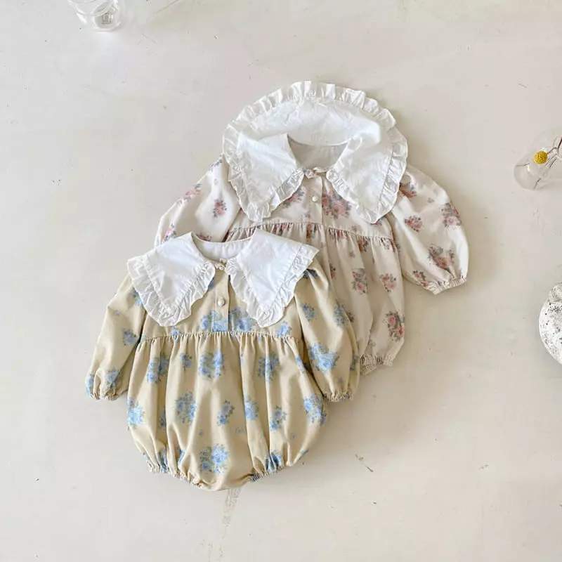 Mos Bebe - Korean Baby Fashion - #babyfever - Rose Big Collar Bodysuit - 9