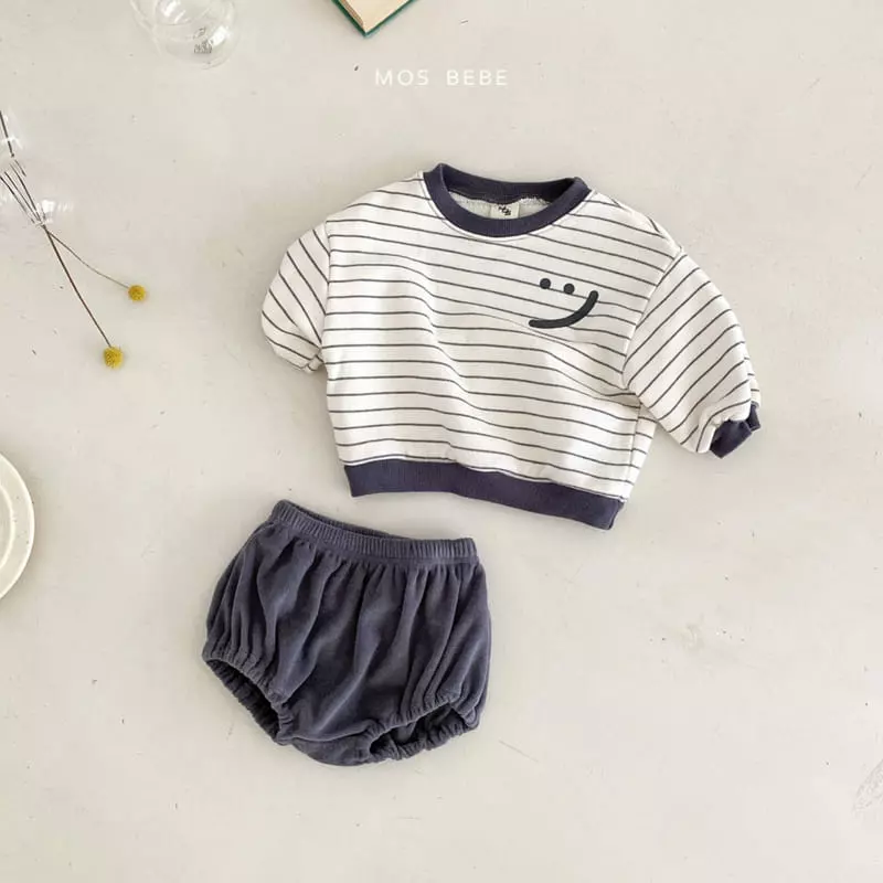 Mos Bebe - Korean Baby Fashion - #babyootd - Smile Top Bottom Set - 3