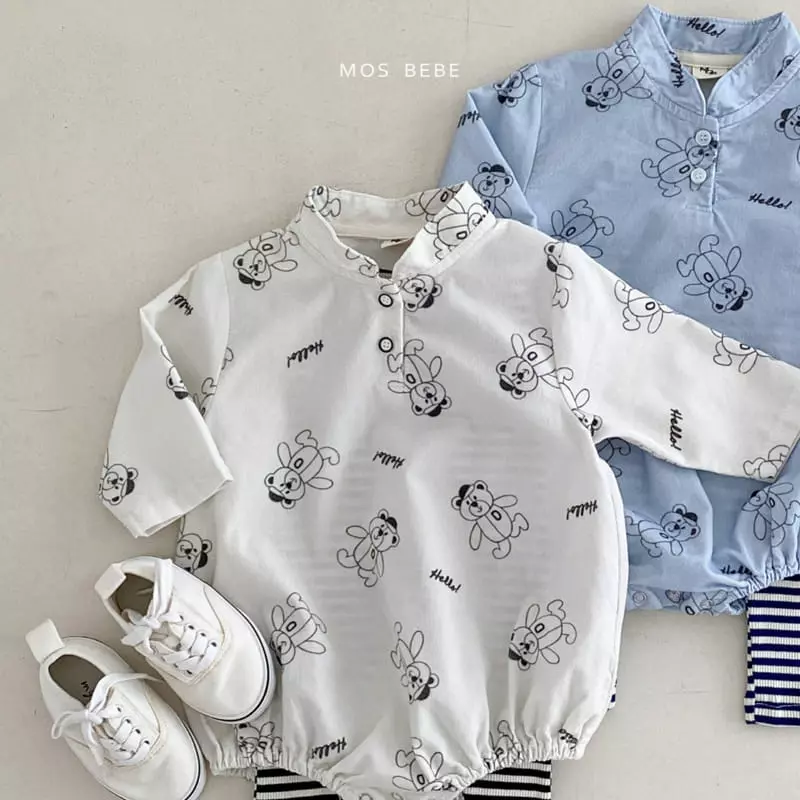 Mos Bebe - Korean Baby Fashion - #babyootd - Base Bear Bodysuit - 2