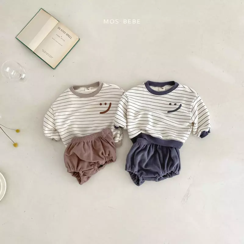 Mos Bebe - Korean Baby Fashion - #babyoutfit - Smile Top Bottom Set - 5