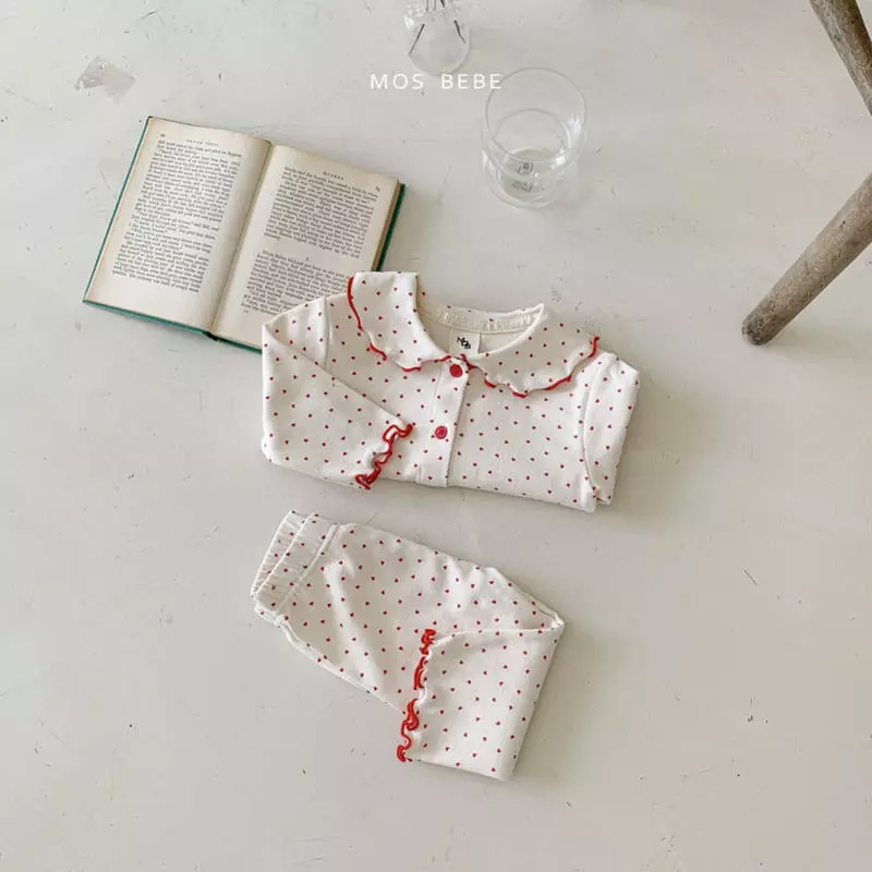 Mos Bebe - Korean Baby Fashion - #babywear - Mini Love Top Bottom Set - 4
