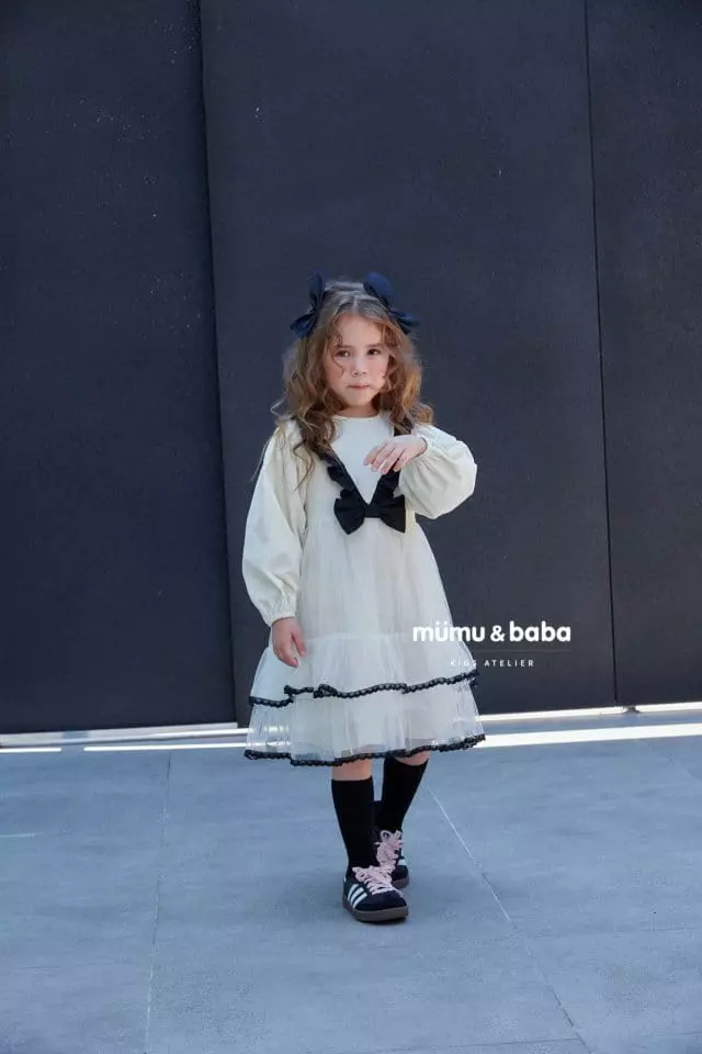 Mumunbaba - Korean Children Fashion - #discoveringself - Hepburn Ribbon One-piece - 8