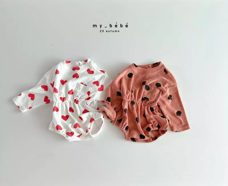 My Bebe - Korean Baby Fashion - #babyboutiqueclothing - Apple Heart Bodysuit - 3