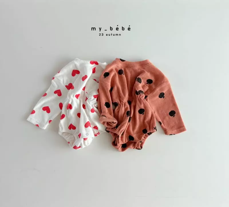 My Bebe - Korean Baby Fashion - #babyboutiqueclothing - Apple Heart Bodysuit - 4