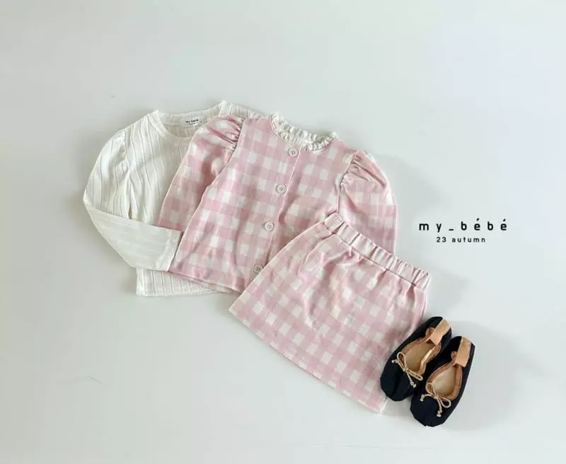 My Bebe - Korean Baby Fashion - #babyfashion - Jacquard Top Bottom Set - 11