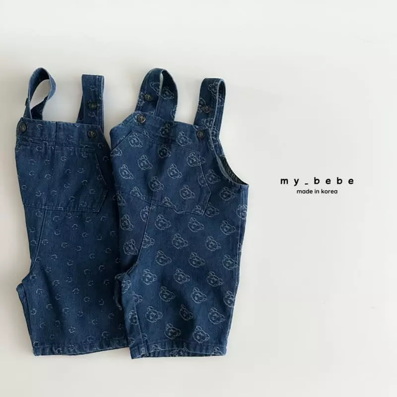 My Bebe - Korean Baby Fashion - #babyfashion - Smile Dungarees Pants - 4