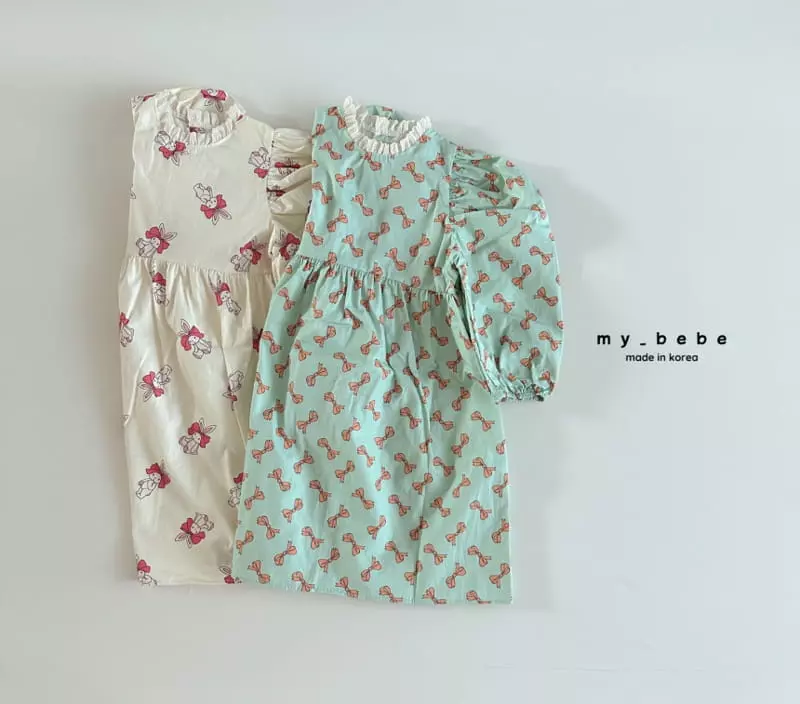 My Bebe - Korean Baby Fashion - #babyfever - Paint Lace One-piece - 2