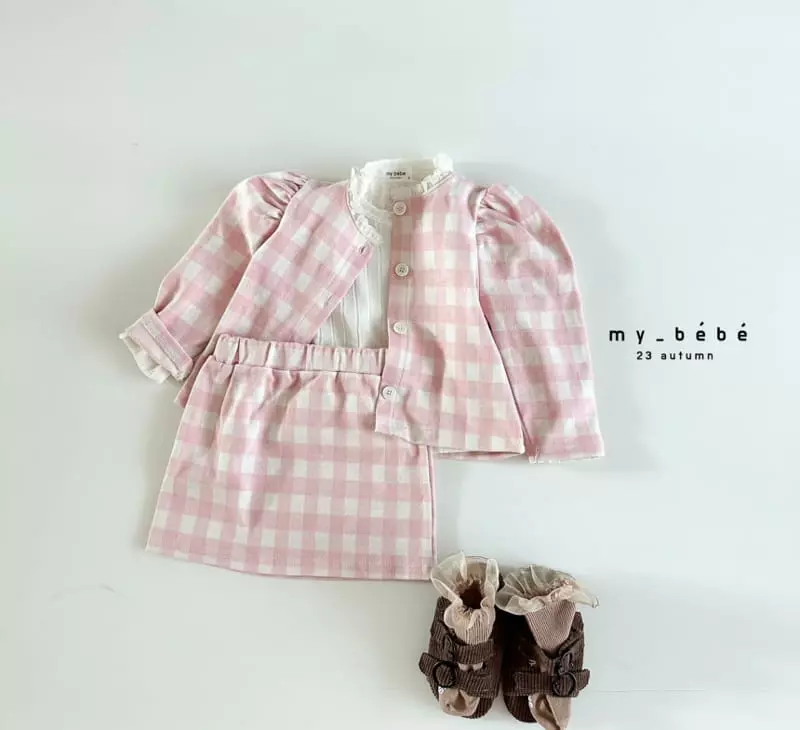 My Bebe - Korean Baby Fashion - #babyfever - Jacquard Top Bottom Set - 12