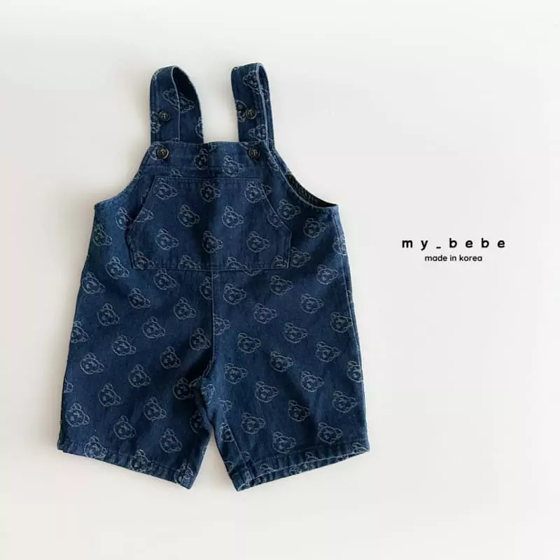 My Bebe - Korean Baby Fashion - #babygirlfashion - Smile Dungarees Pants - 5