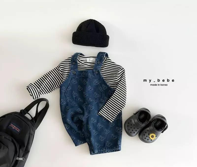 My Bebe - Korean Baby Fashion - #babyootd - Smile Dungarees Pants - 8