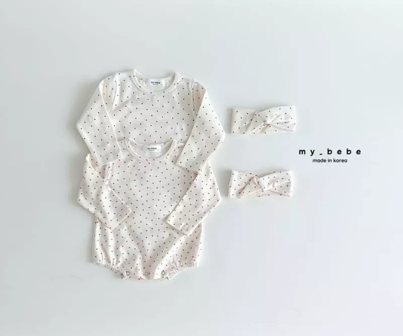 My Bebe - Korean Baby Fashion - #babyoutfit - Hairbanf Bodysuit Set
