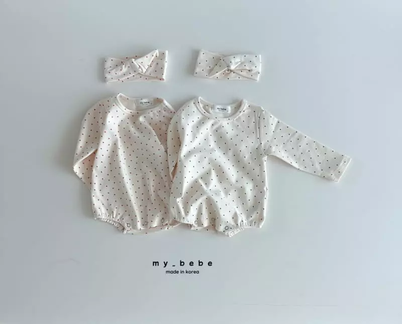 My Bebe - Korean Baby Fashion - #babyoutfit - Hairbanf Bodysuit Set - 2
