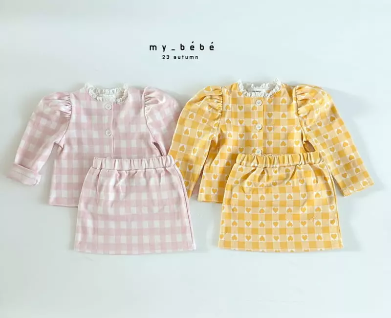 My Bebe - Korean Baby Fashion - #babyoutfit - Jacquard Top Bottom Set - 2