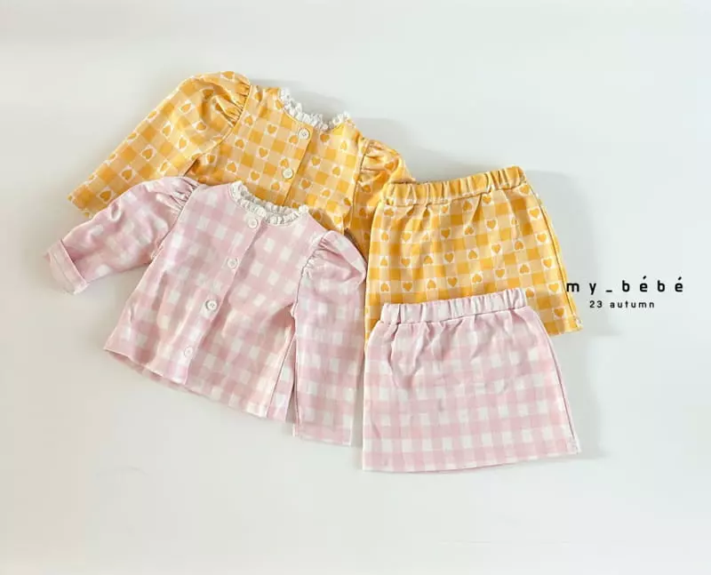 My Bebe - Korean Baby Fashion - #babyoutfit - Jacquard Top Bottom Set - 3