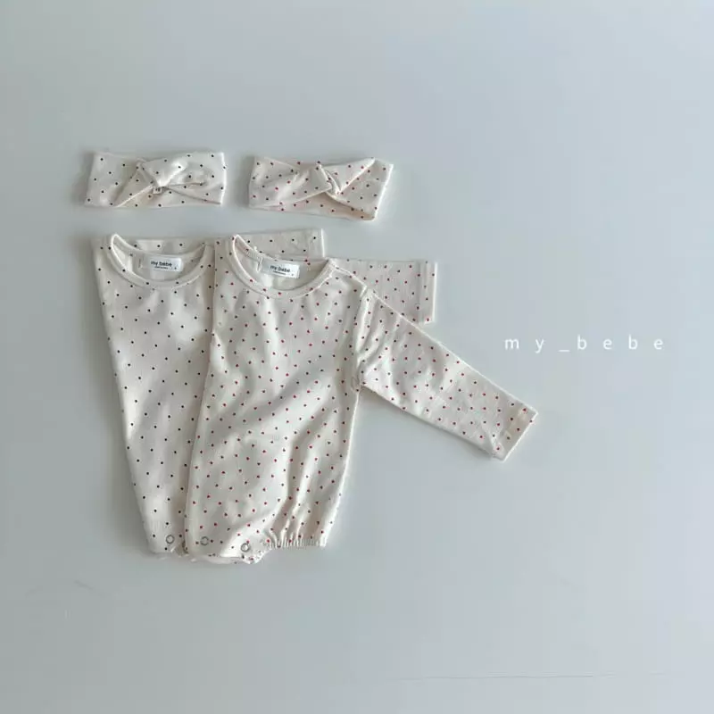 My Bebe - Korean Baby Fashion - #babywear - Hairbanf Bodysuit Set - 3