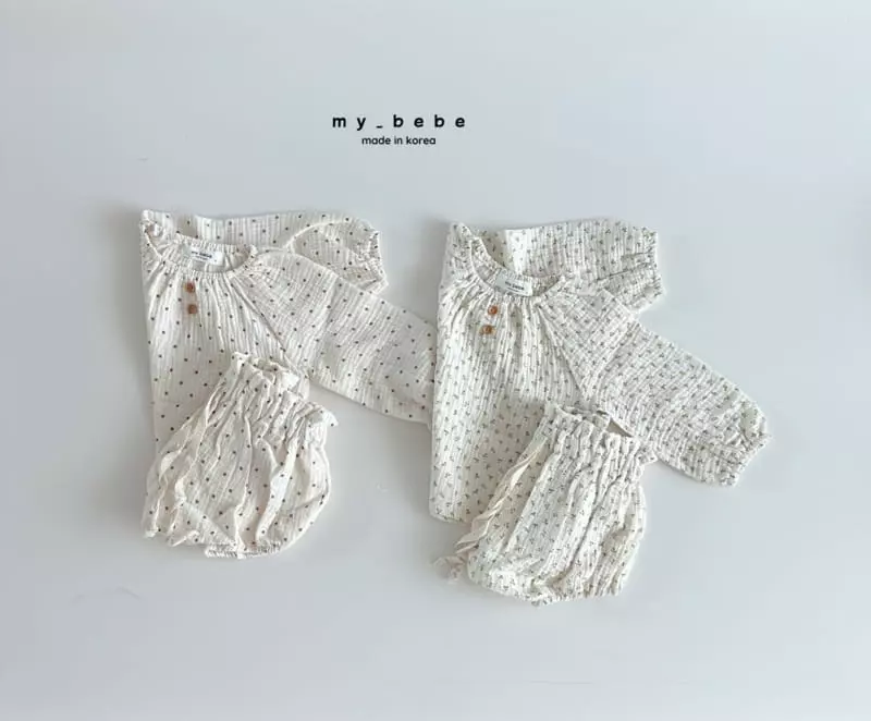 My Bebe - Korean Baby Fashion - #onlinebabyshop - Fall Bloomer Top Bottom Set - 3