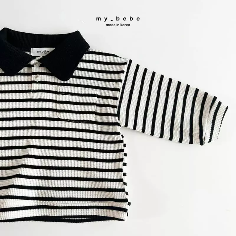 My Bebe - Korean Children Fashion - #Kfashion4kids - Waffle Collar Tee - 6
