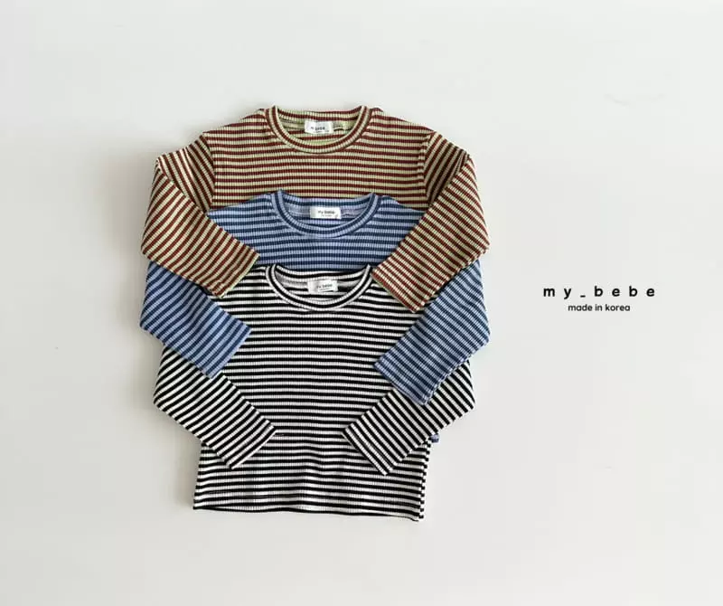 My Bebe - Korean Children Fashion - #Kfashion4kids - Stripes Rib Tee - 2