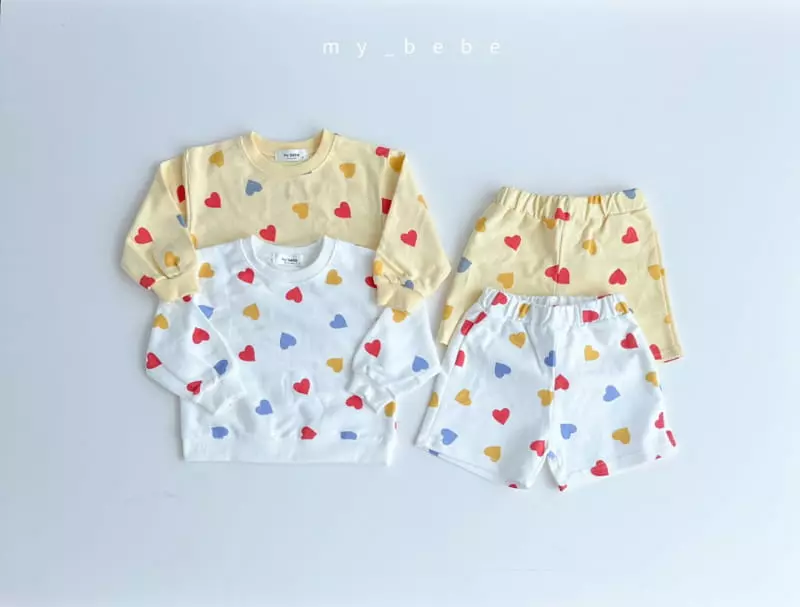 My Bebe - Korean Children Fashion - #kidzfashiontrend - Heart Shorts Set - 3