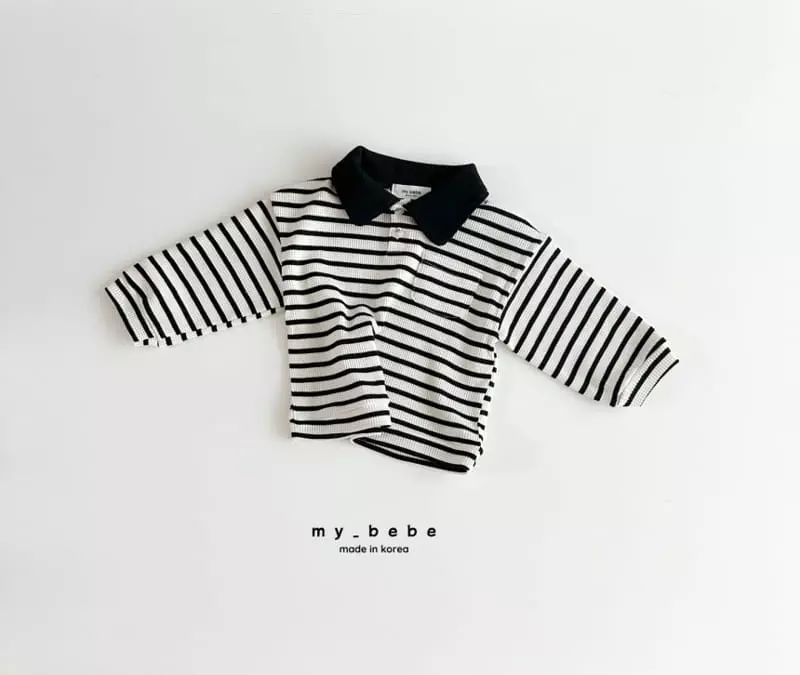 My Bebe - Korean Children Fashion - #kidzfashiontrend - Waffle Collar Tee - 5