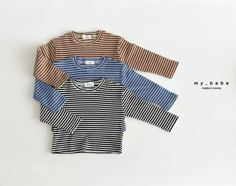 My Bebe - Korean Children Fashion - #kidzfashiontrend - Stripes Rib Tee