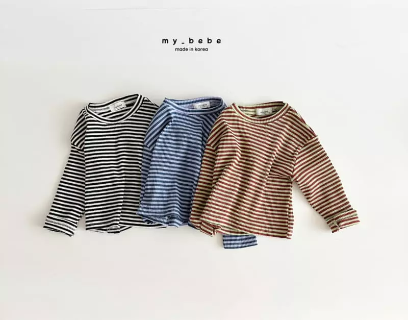 My Bebe - Korean Children Fashion - #littlefashionista - Stripes Rib Tee - 3