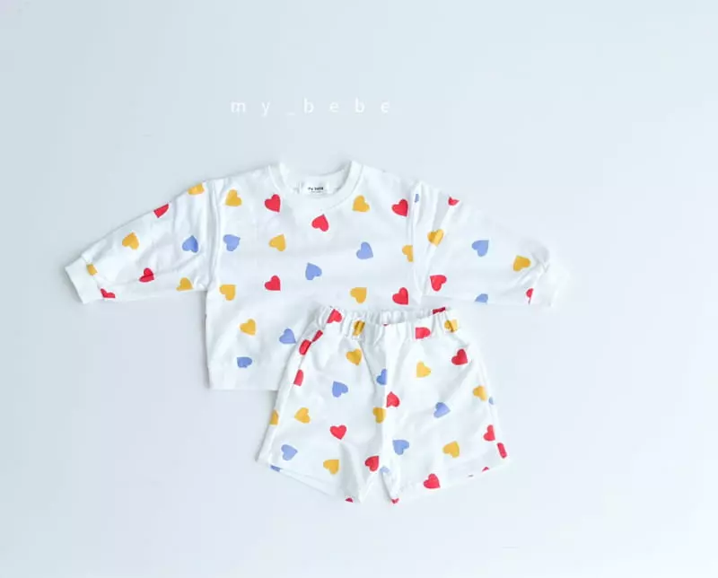 My Bebe - Korean Children Fashion - #magicofchildhood - Heart Shorts Set - 6