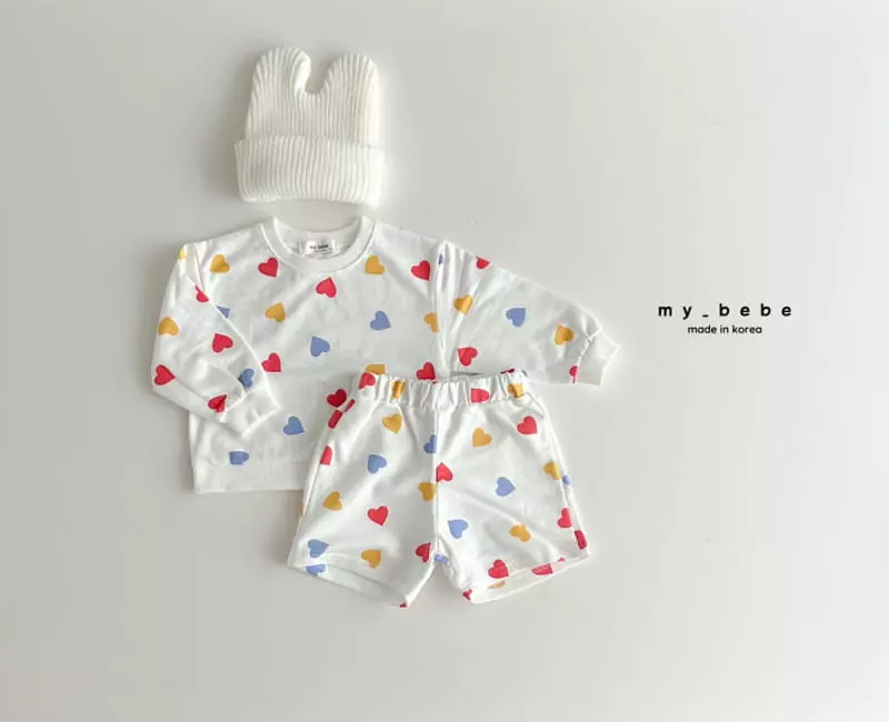 My Bebe - Korean Children Fashion - #minifashionista - Heart Shorts Set - 7