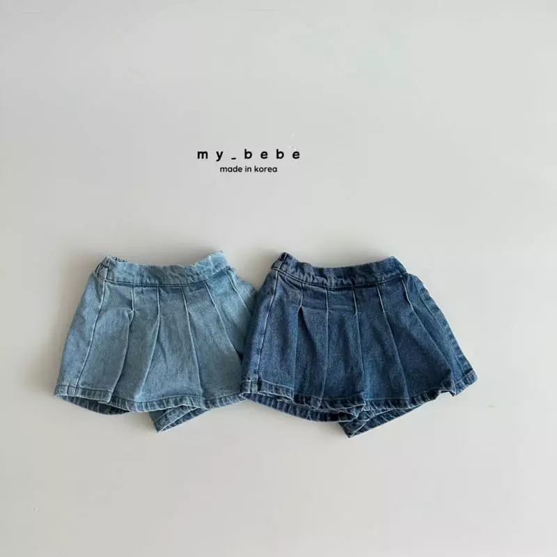 My Bebe - Korean Children Fashion - #minifashionista - Denim Wrinkle Skirt Pants