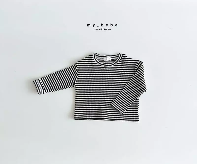 My Bebe - Korean Children Fashion - #minifashionista - Stripes Rib Tee - 5