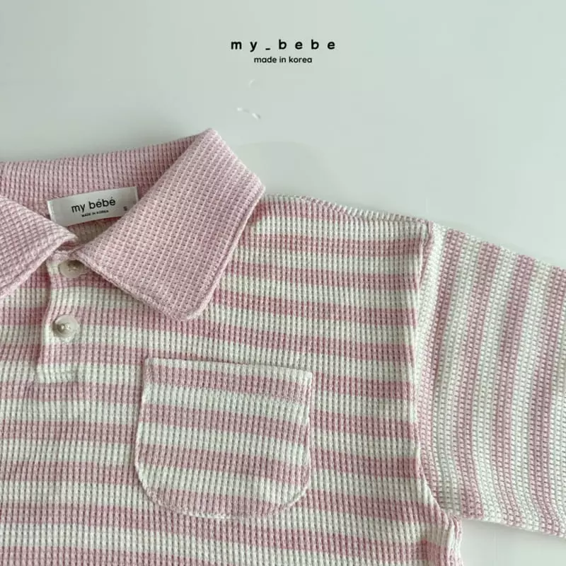 My Bebe - Korean Children Fashion - #prettylittlegirls - Waffle Collar Tee - 10