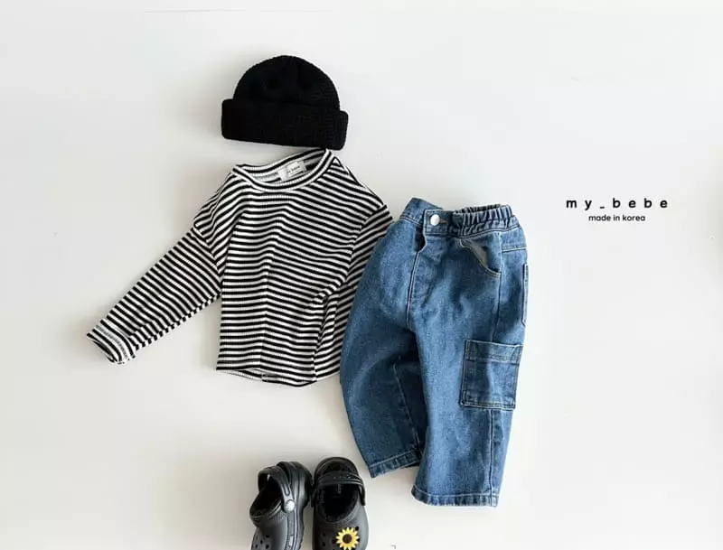 My Bebe - Korean Children Fashion - #todddlerfashion - Stripes Rib Tee - 7