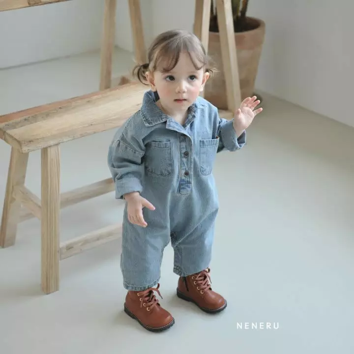 Neneru - Korean Baby Fashion - #babyboutique - Bebe Denim Jumpsuit
