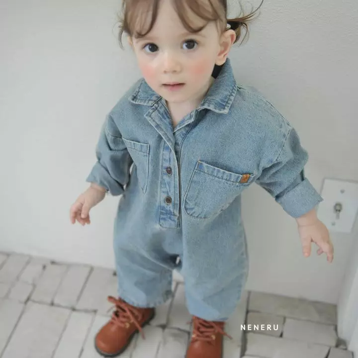 Neneru - Korean Baby Fashion - #babyfever - Bebe Denim Jumpsuit - 5