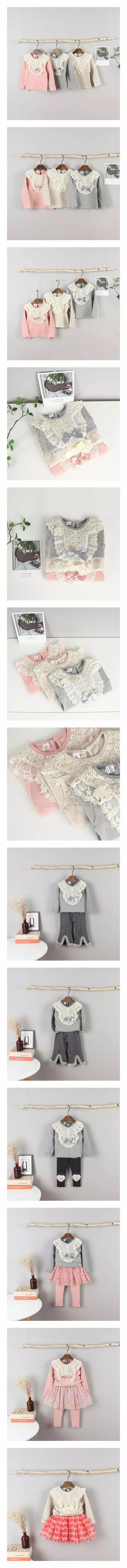 New Pierrot - Korean Children Fashion - #magicofchildhood - Fraise Span Lace Motive Tee
