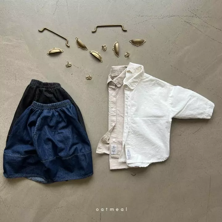 Oatmeal - Korean Children Fashion - #toddlerclothing - Ggongs Denim Skirt - 4