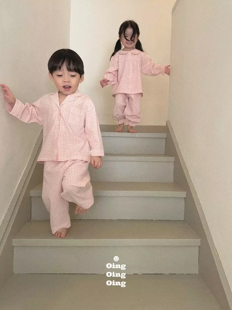 Oing - Korean Children Fashion - #stylishchildhood - Dep Check Pajama Set - 4