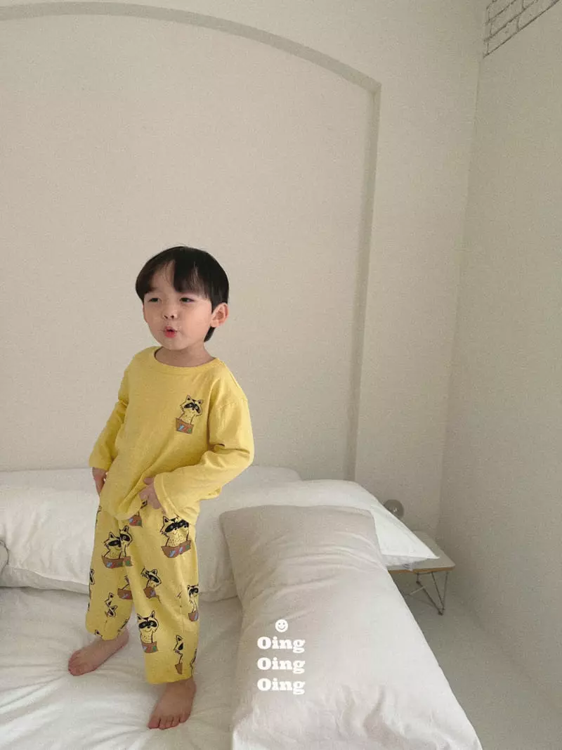Oing - Korean Children Fashion - #childrensboutique - Racoon Top Bottom Set - 9
