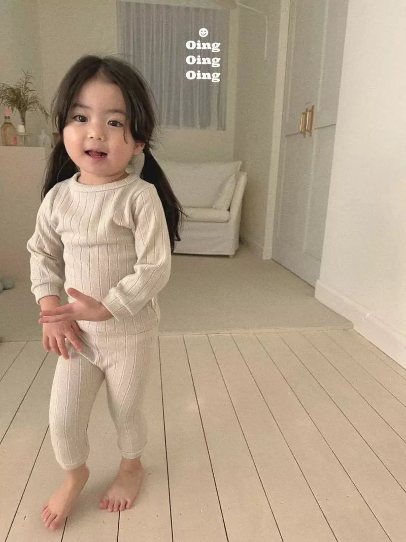 Oing - Korean Children Fashion - #magicofchildhood - Latte Rib Top Bottom Set