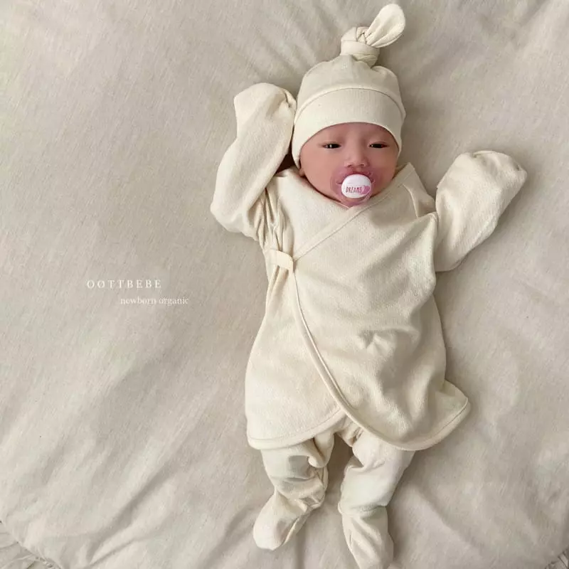 Oott Bebe - Korean Baby Fashion - #babyboutique - Organic Benet Bodysuit with Bonnet Cotton - 4