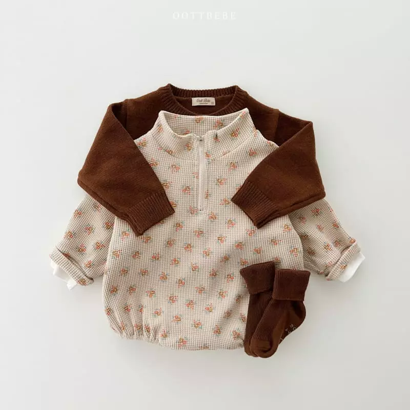 Oott Bebe - Korean Baby Fashion - #babyfashion - Small Waffle Anorak Bodysuit - 8