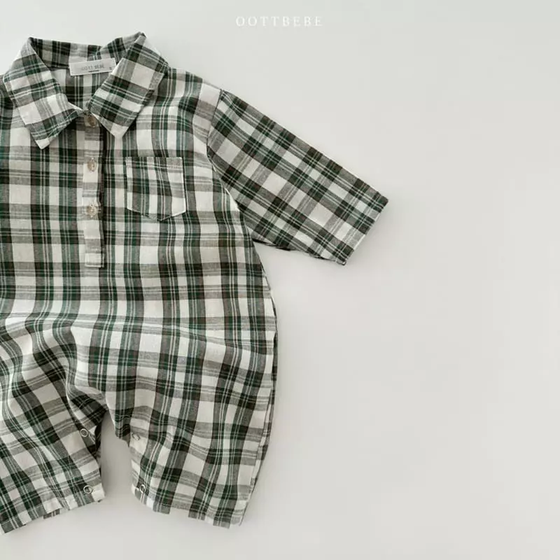 Oott Bebe - Korean Baby Fashion - #babyfashion - Robin Check Bodysuit - 7