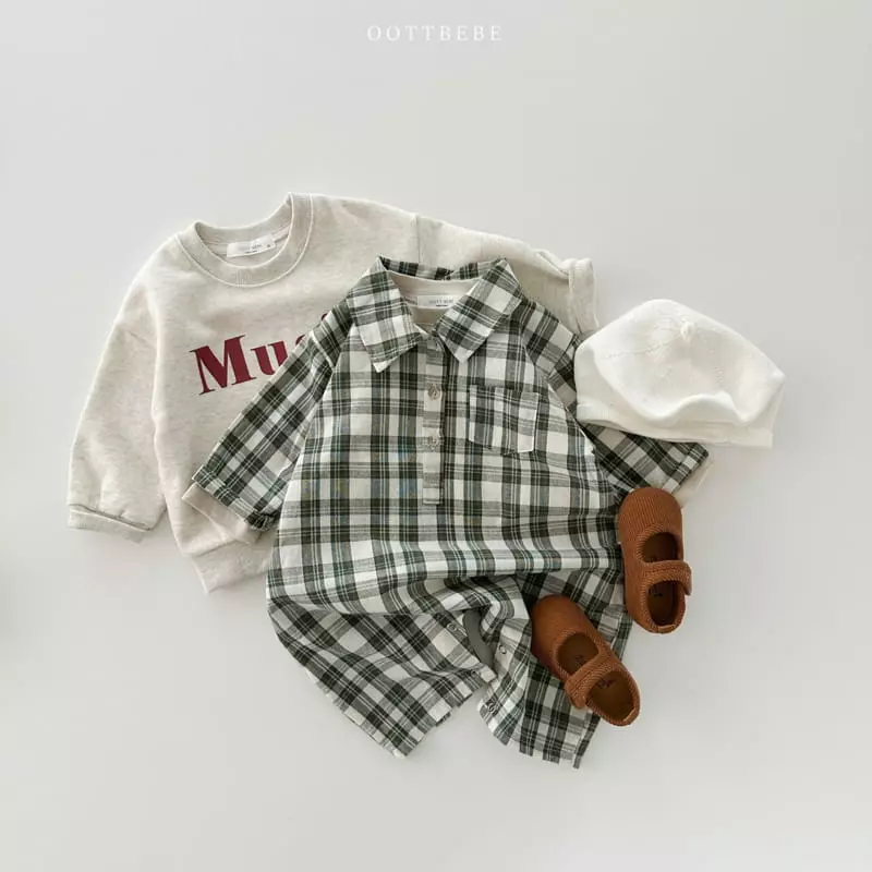 Oott Bebe - Korean Baby Fashion - #babygirlfashion - Robin Check Bodysuit - 9