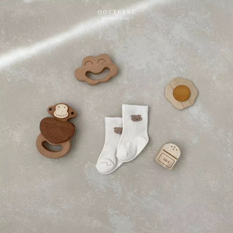 Oott Bebe - Korean Baby Fashion - #babyoutfit - Baby Socks pattern ( dot+carrot+bear) - 6