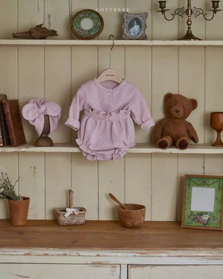 Oott Bebe - Korean Baby Fashion - #babyoutfit - Waffle Bloomer Set - 3