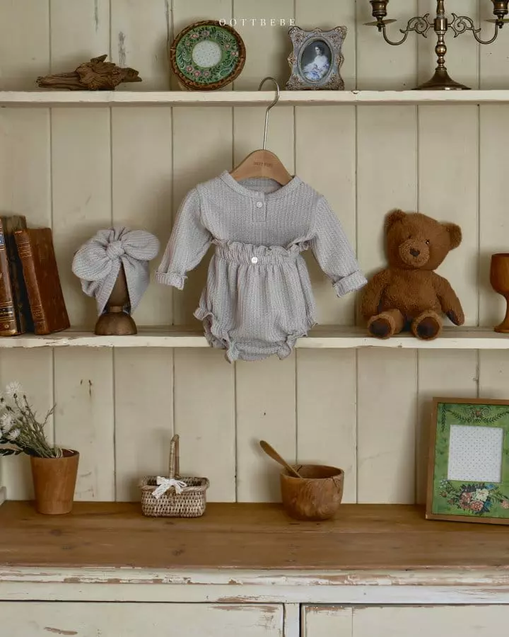 Oott Bebe - Korean Baby Fashion - #babyoutfit - Waffle Bloomer Set - 4